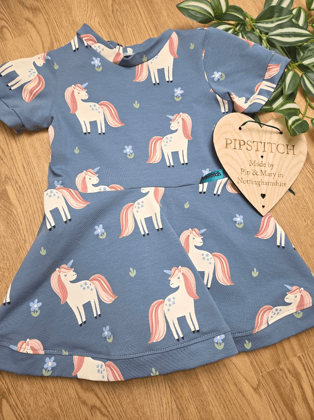 Skater Dress Blue SPARKLY Unicorn